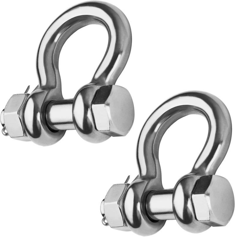 MEMUME Store Stainless Steel D Ring Shackles 1/4" 5/16" 3/8" 1/2 inch 316 SS Heavy Duty Boat Anchor Shackle Marine Grade Bow Shackles with Cotter Pins - Image 1